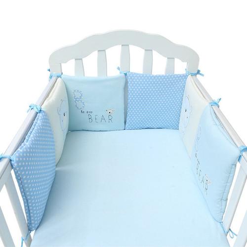 Oreiller Anti-chocs en forme 6 coussins pour lit bébé/Lit bébé gris chevron étoiles bleues 