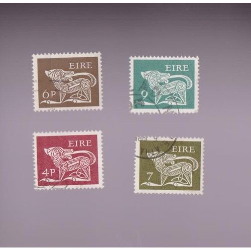Timbre Irlande Art Ancien Symbol Lot De 4 Timbres Oblitérés Ref Irllot4