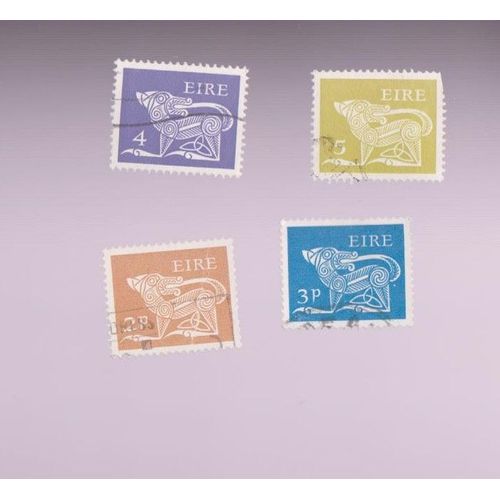 Timbre Irlande Art Ancien Symbol Lot De 4 Timbres Oblitérés Ref Irllot5
