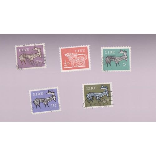 Timbre Irlande Art Ancien Symbol Lot De 5 Timbres Oblitérés Ref Irllot6