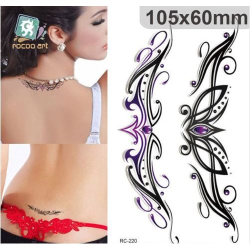 2 Tatouages Tribal Arabesque Noir Éphémère Tatoo Temporaire Femme - Bijou De Peau Sticker Autocollant Longue Tenue