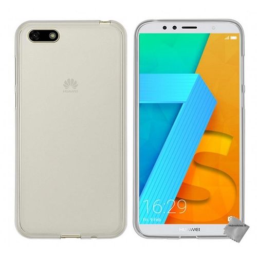 Housse Etui Coque Pochette Silicone Gel Fine Pour Huawei Y5 (2018) + Verre Trempe - Blanc Transparent
