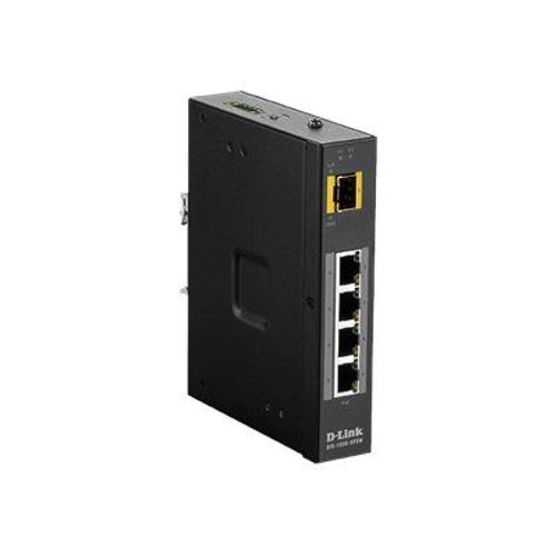 D-Link DIS 100G-5PSW - Commutateur - non géré - 4 x 10/100/1000 (PoE+) + 1 x Gigabit SFP - Montage sur rail DIN, fixation murale - PoE+ (120 W) - Tension CC