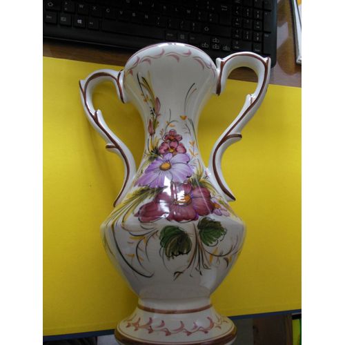 Vase Portugais Blanc Avec Motif Floral
