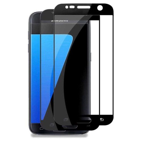Samsung Galaxy S7 Pack De 2 Films Protection Écran En Verre Trempé Couvre La Totalité De L'écran (Noir)