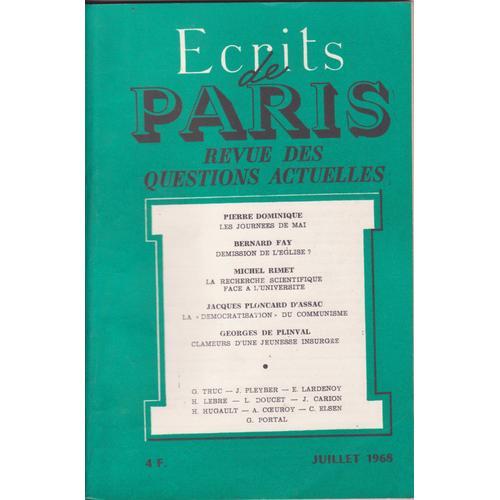 Ecrits De Paris N°271 Juillet 1968 Revue Des Questions Actuelles