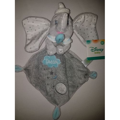 Doudou Elephant Dumbo Gris Mouchoir Disney Baby Big Dream Nuages Lune Etoiles Peluche Baby Blankie Simba Toys Benelux Nicotoy
