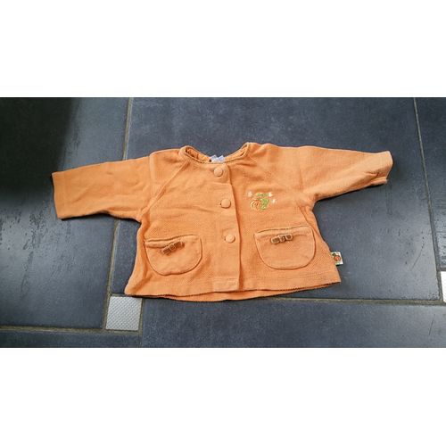 Gilet Sergent Major Coton 6 Mois Orange 2 Poches Citrouille