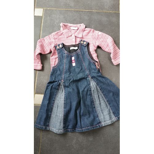 Ensemble Vêtement Obaïbi Robe + Polo À Manches Longues Coton 12 Mois Rose