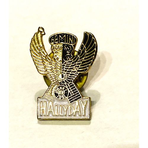 Pins Musique Johnny Hallyday Aigle Gémini Blanc Et Doré