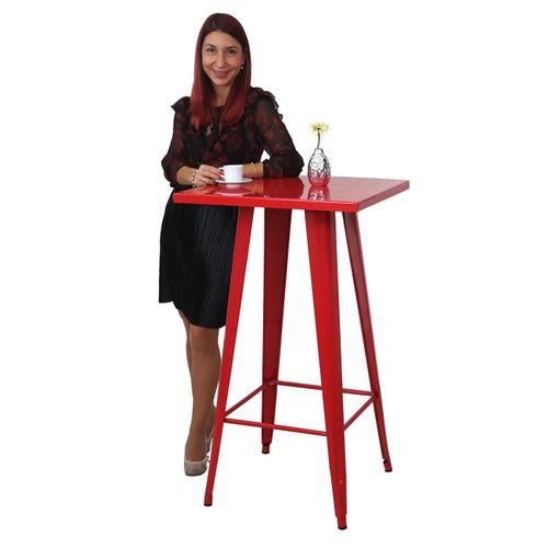 Table Haute Hwc-A73, Métal, Design Industriel 105x60x60cm   Rouge