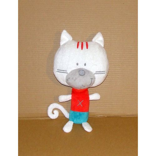 Doudou Chat Orchestra Grand Modele Peluche 34 Cm