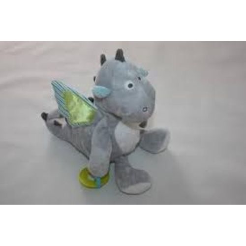 Doudou Peluche Dragon Gris Bleu Obaibi