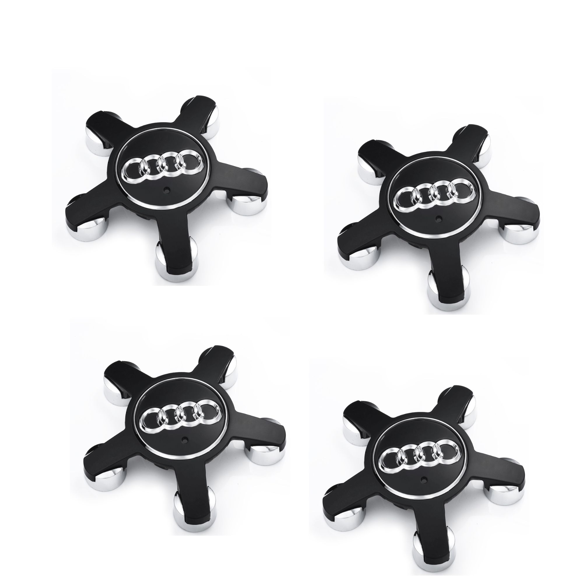 Audi Jeu De Bouchons De Quatre Jantes En Aluminium, Noir, 5 Radios, Logo, 134 Mm, Audi, 4 F0601165 N, Pour Audi A4, A5, A6, S6, Q5, Q7, R8, Rs4, Rs6, Tt, S Line