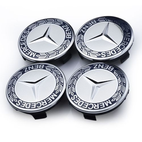 Mercedes Lot De 4 Centre De Roue En Alliage Hub Caps Taille 75 Mm Benz Bleu Foncé