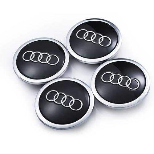 Audi Set De Quatre Jantes Aluminium Centre Lot De 4 Enjoliveurs Noir/Chromab De Couverture Insigne Moyeu Couvercle Moyeu Capuchons 69 Mm Convient Pour Audi A3 A4 A5 A6 A7 A8 S4 S5 S6 S8 Rs4 Q3 Q5 Q7 T