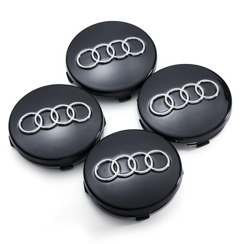 Lot De 4 Capuchons Caches Moyeux Pour Jantes Aluminium Audi A3 A4 A5 A6 A7 A8 S4 S5 S6 S8 S4 Rs4 Q3 Q5 Q7 Tt S Line Quattro A4l A6l Et D'autres Modèles Noir 60 Mm