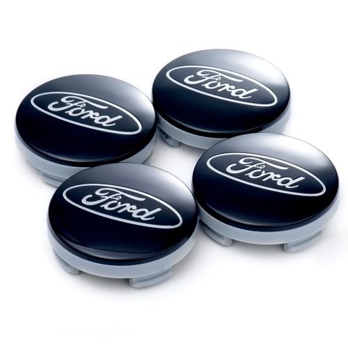 Jeu De 4 Capuchons De Moyeu Ford Pour Jantes En Aluminium, 54 Mm, Logo Argenté Sur Fond Noir