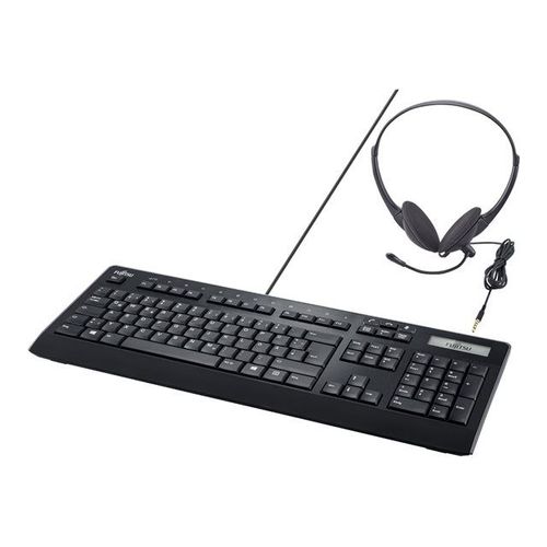 Fujitsu KB950 Phone - Jeu de clavier et casque - avec affichage - USB - Français - pour Celsius C780, J550, M7010, R970; ESPRIMO P558, Q958; LIFEBOOK U7310, U7410, U7510, U9310