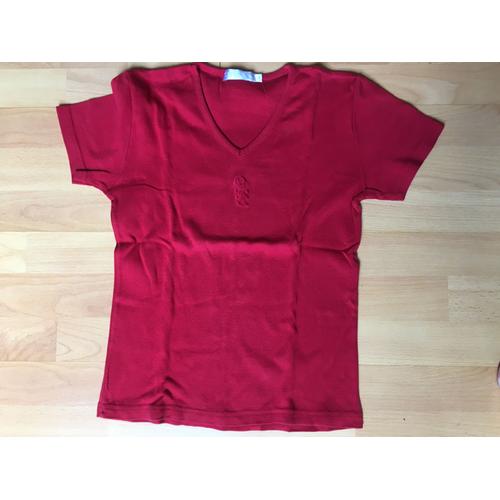 T-Shirt Rouge Col V- Diplodocus - Taille 3 (M)
