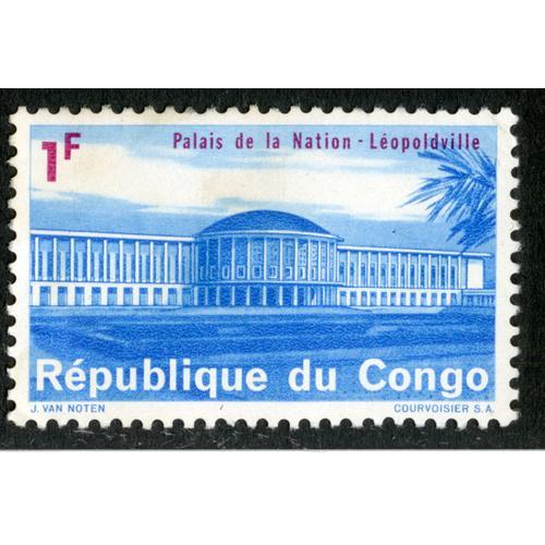 Timbre Non Oblitéré République Du Congo, Palais De La Nation - Léopoldville, 1 F