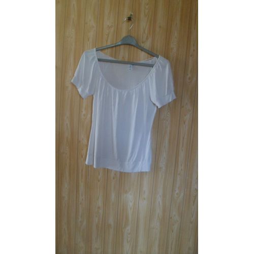 Maillot Blanc H & M. Taille S. 95 % Viscose, 5 % Élasthanne. Longueur Totale : 55 Cm Environ. D'occasion.