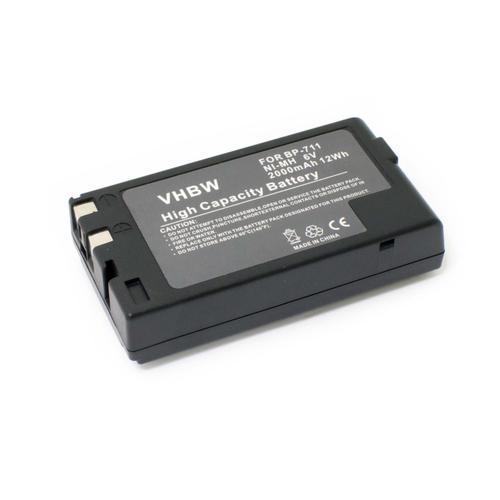 vhbw NiMH Batterie 2000mAh (6V) pour caméra vidéo Canon ES-300, ES-3000, ES-500, ES-550, ES-600, ES-70, ES-750 comme BP-711, BP-714, BP-718.