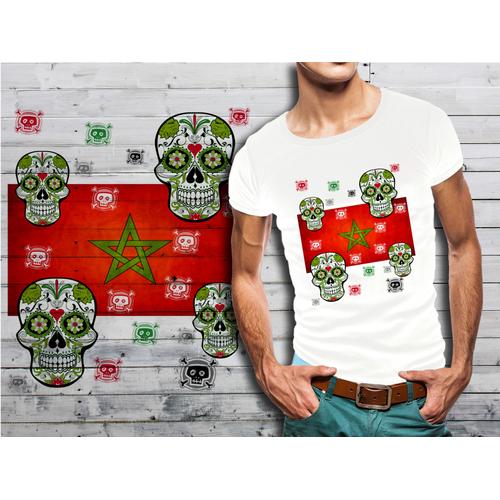 T-Shirt Blanc Homme Taille Xl Collection Drapeau Mexican Skull 50 Maroc