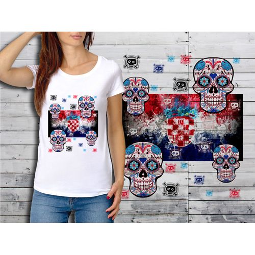 T-Shirt Blanc Femme Taille Xl Collection Drapeau Mexican Skull 11 Croatie