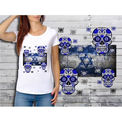 T-Shirt Blanc Femme Taille Xl Collection Drapeau Mexican Skull 18 Israel