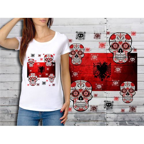T-Shirt Blanc Femme Taille Xl Collection Drapeau Mexican Skull 20 Albanie
