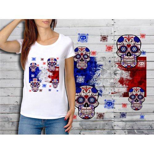 T-Shirt Blanc Femme Taille Xl Collection Drapeau Mexican Skull 23 France