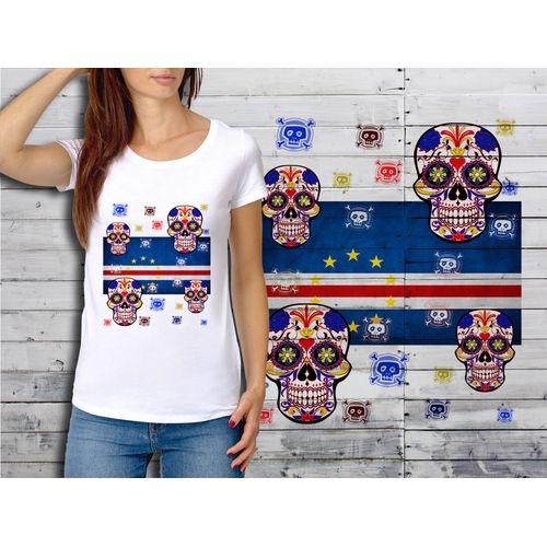 T-Shirt Blanc Femme Taille Xl Collection Drapeau Mexican Skull 34 Cap Vert