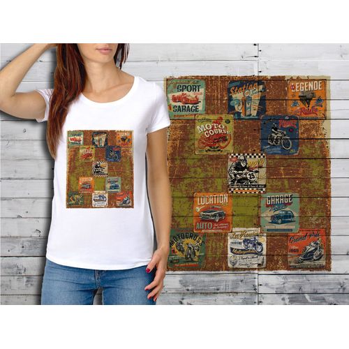 T-Shirt Blanc Femme Taille Xl Collection Vintage Motors 01