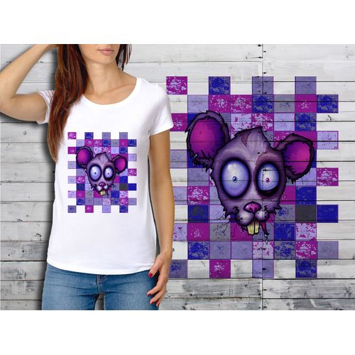 T-Shirt Blanc Femme Taille Xl Collection Fun Cartoons 19 Rat Destroy