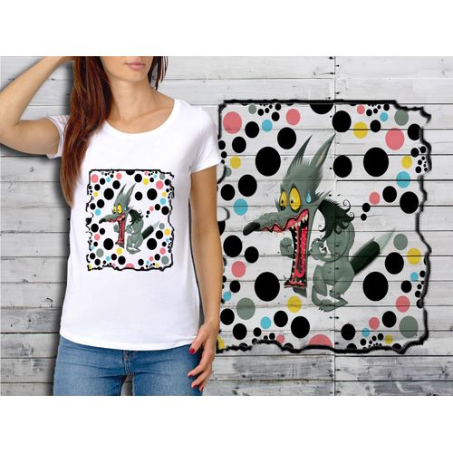 T-Shirt Blanc Femme Taille Xl Collection Fun Cartoons 21 Crazy Wolf