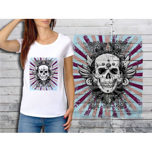 T-Shirt Blanc Femme Taille Xl Collection Skull Tete De Mort 04