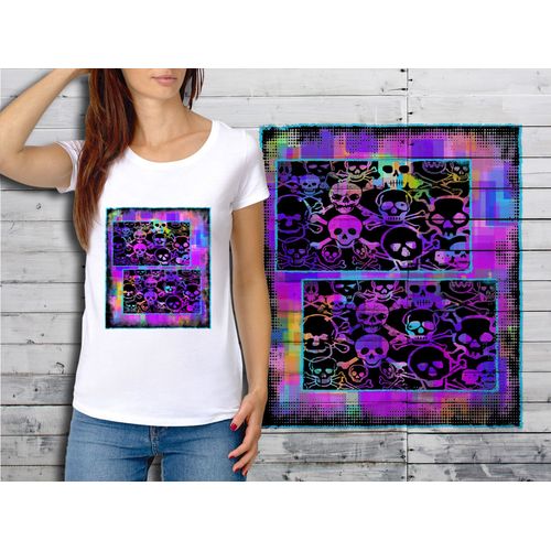 T-Shirt Blanc Femme Taille Xl Collection Skull Tete De Mort 07
