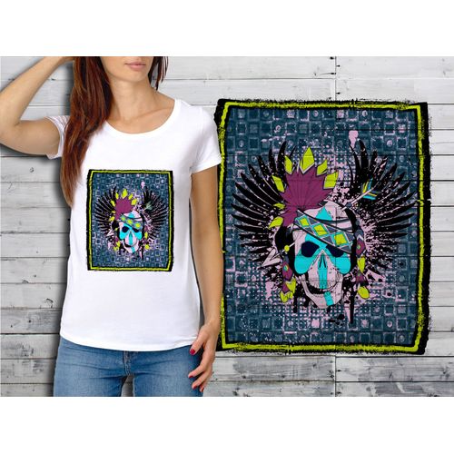 T-Shirt Blanc Femme Taille Xl Collection Skull Tete De Mort 08