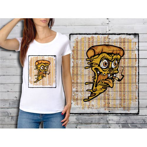 T-Shirt Blanc Femme Taille Xl Collection Fun Cartoons 22 Pizza