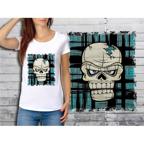 T-Shirt Blanc Femme Taille Xl Collection Skull Tete De Mort 20