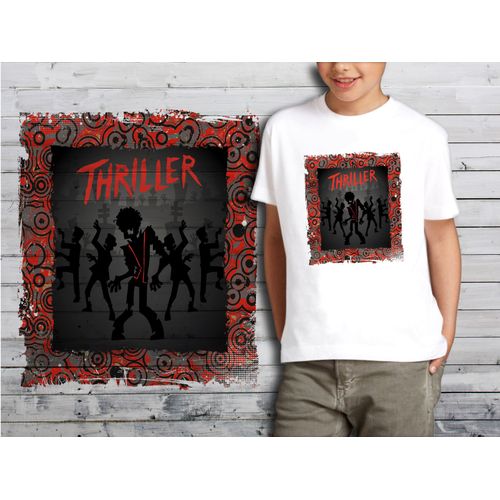 T-Shirt Blanc Enfant Taille 8-10 Ans Collection Zombie 04 Thriller