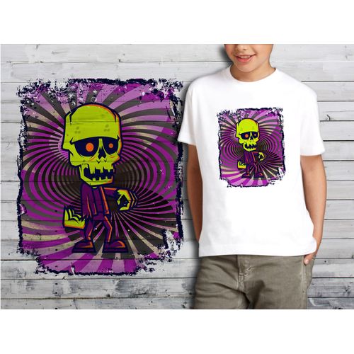 T-Shirt Blanc Enfant Taille 8-10 Ans Collection Zombie 05