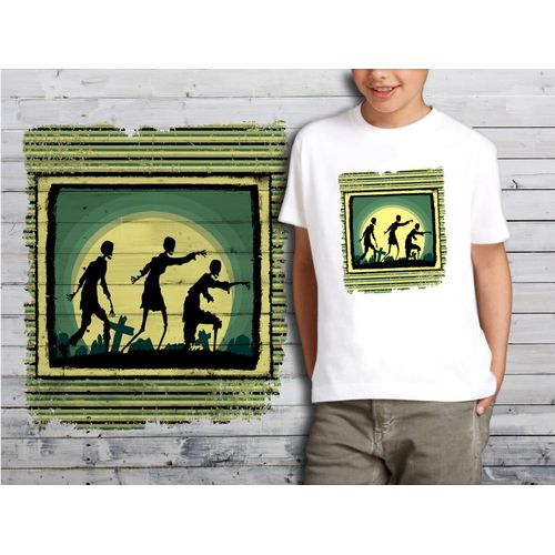 T-Shirt Blanc Enfant Taille 8-10 Ans Collection Zombie 07