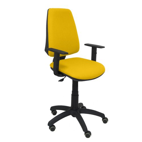 Chaise De Bureau Ergonomique Avec Contact Permanent, Réglable En Hauteur Et Roues De Parquet Assise Et Dossier Rembourrés En Tissu Bali De Couleur Jaune