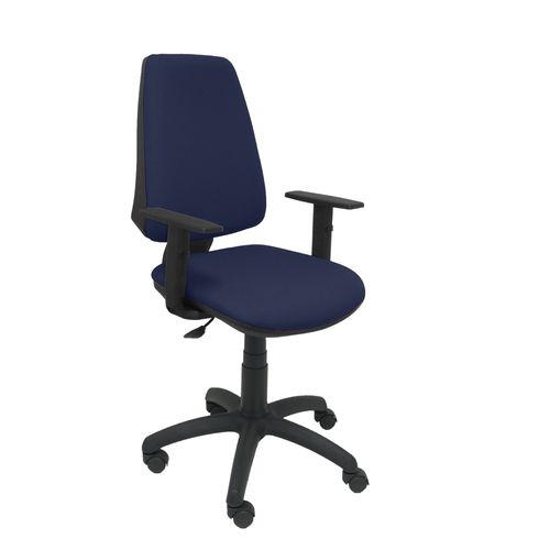 Modèle 14cpbali200b10 Cp Chaise De Bureau Ergonomique Avec Contact Permanent Et Réglable En Hauteur Assise Et Dossier Rembourrés En Tissu Bali De Couleur Bleu Marine (Bras Réglable Inclus)