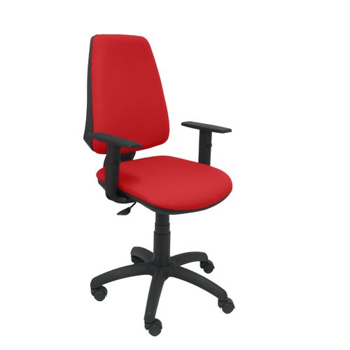 Modèle 14cpbali350b10 Cp Chaise De Bureau Ergonomique Avec Contact Permanent Et Réglable En Hauteur Assise Et Dossier Rembourrés En Tissu Bali De Couleur Rouge (Bras Réglable Inclus)