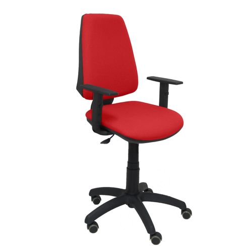 Chaise De Bureau Ergonomique Avec Contact Permanent, Réglable En Hauteur Et Roues De Parquet Assise Et Dossier Rembourrés En Tissu Bali De Couleur Rouge