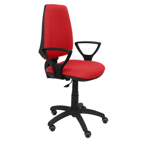 Chaise De Bureau Ergonomique Avec Contact Permanent, Réglable En Hauteur Et Roues De Parquet Assise Et Dossier Rembourrés En Tissu Bali De Couleur Rouge
