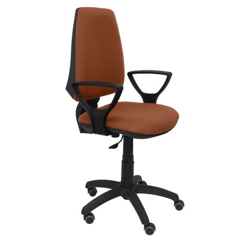 Modèle 14cpbali363bgolfrp Cp Chaise De Bureau Ergonomique Avec Contact Permanent, Réglable En Hauteur Et Roues De Parquet Assise Et Dossier Rembourrés En Tissu Bali De Couleur Brun (Bras Fixes Inclus)